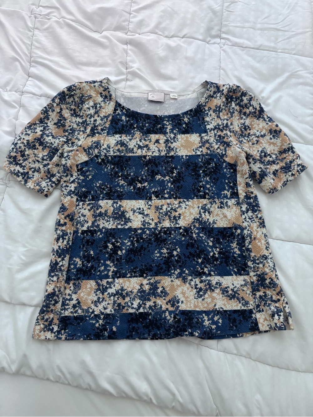 Anthropologie Abstract Short-Sleeve Knit Top S